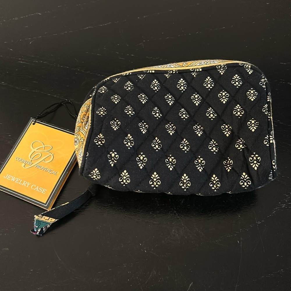 Country Provençal black & yellow jewelry case new
